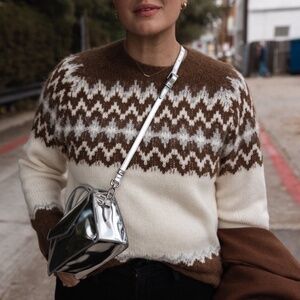 J, Crew Fair Isle Crewneck Sweater in Brushed Yarn